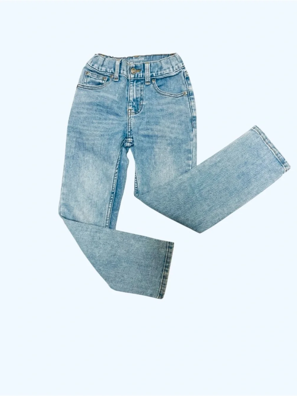 Wonder Nation cotton blend light blue denim jeans Boy 7 Slim 5 pocket design zip